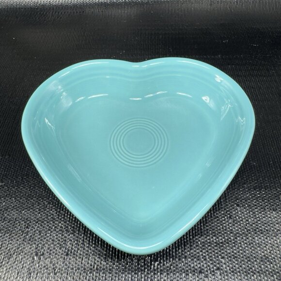 Fiestaware Turquoise Heart Bowl Fiesta Blue Dish Bowl USA Ceramic 7inch Dish VTG - Picture 7 of 12